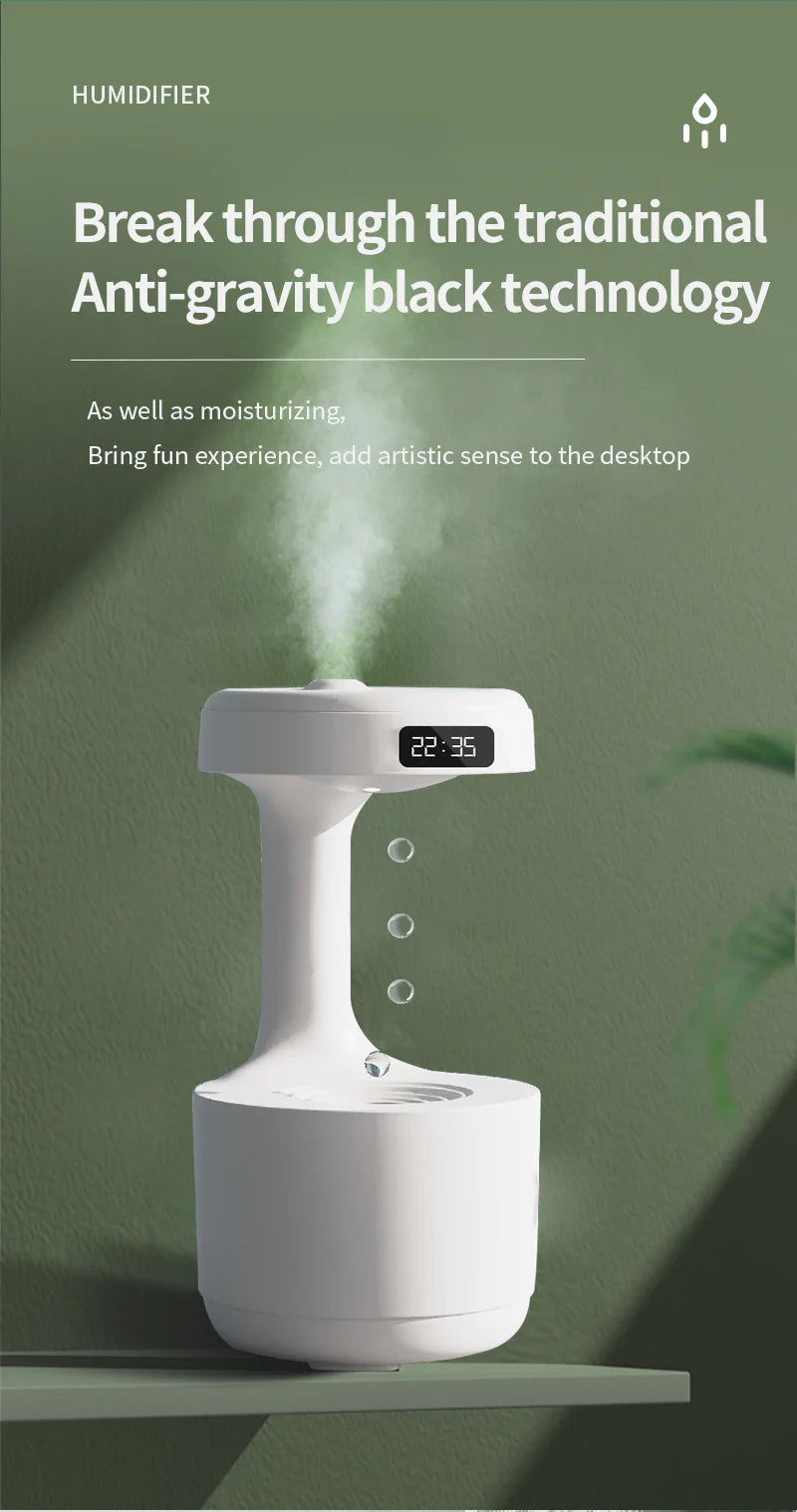 LED Anti-Gravity Droplet Humidifier for Relaxation