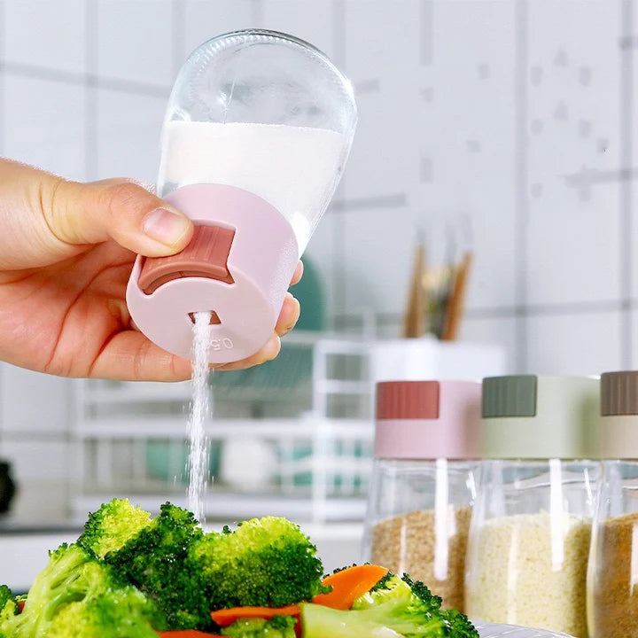 Rotating Kitchen Seasoning Dispenser Set with Jars