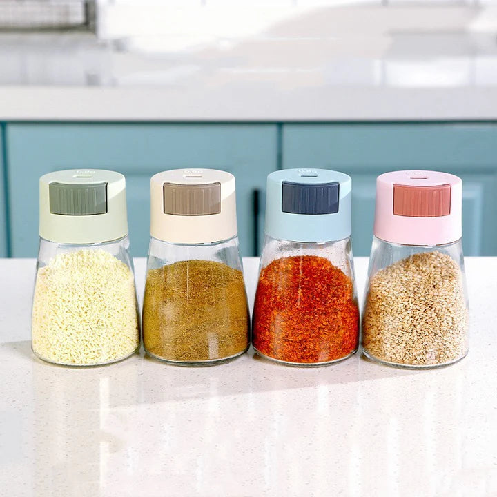 Rotating Kitchen Seasoning Dispenser Set with Jars