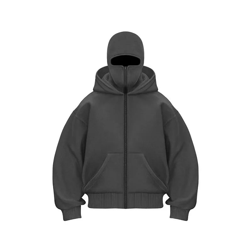 Polar Mask Hoodie, Full Zip Hoodie with Face Mask Men's Fashion