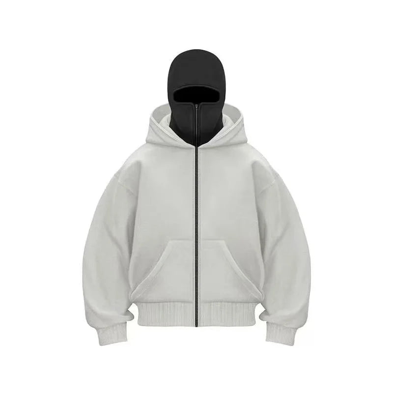Polar Mask Hoodie, Full Zip Hoodie with Face Mask Men's Fashion