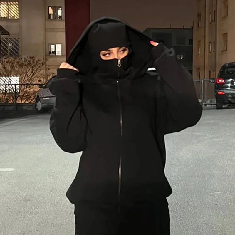 Polar Mask Hoodie, Full Zip Hoodie with Face Mask Men's Fashion