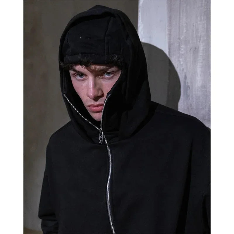 Polar Mask Hoodie, Full Zip Hoodie with Face Mask Men's Fashion
