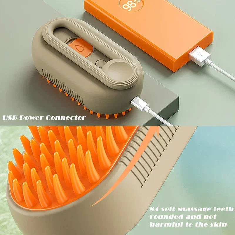 4-in-1 Pet Steam Brush for Grooming Hair Removal