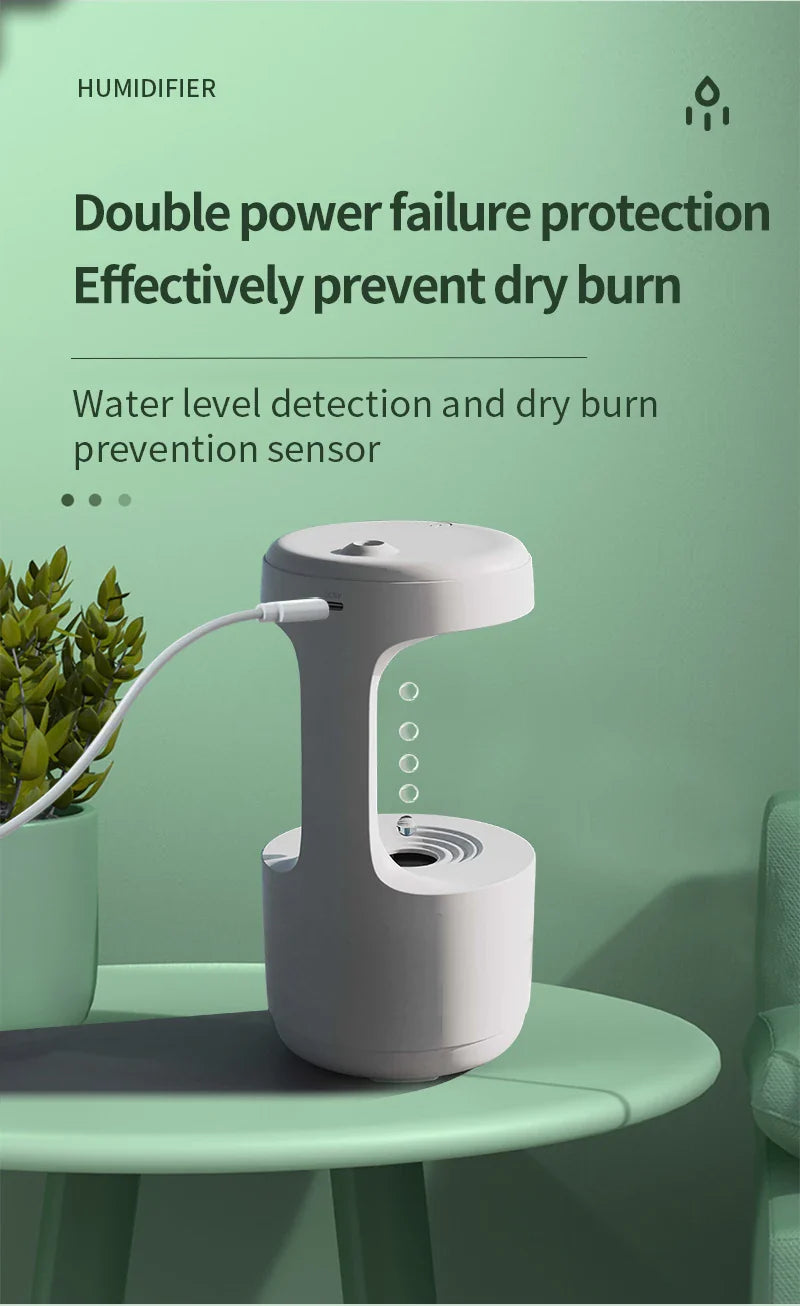 LED Anti-Gravity Droplet Humidifier for Relaxation