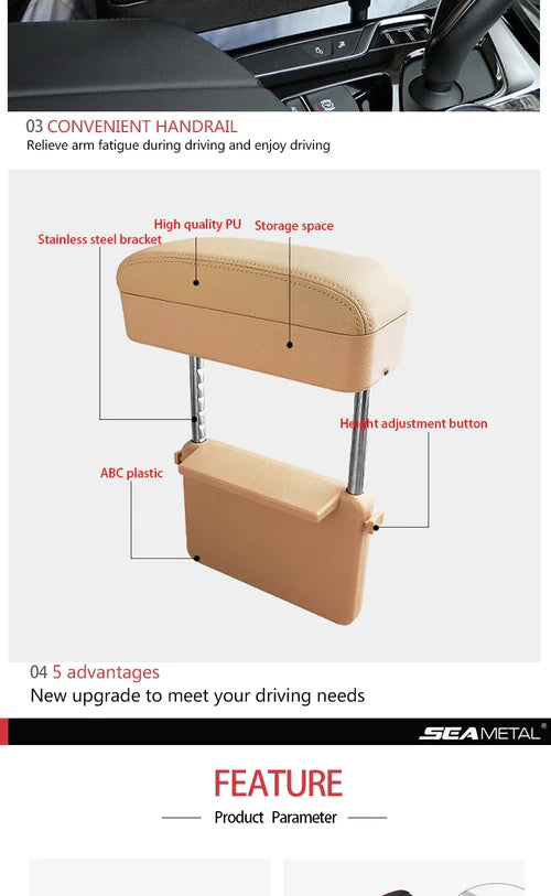Adjustable Car Armrest with Storage