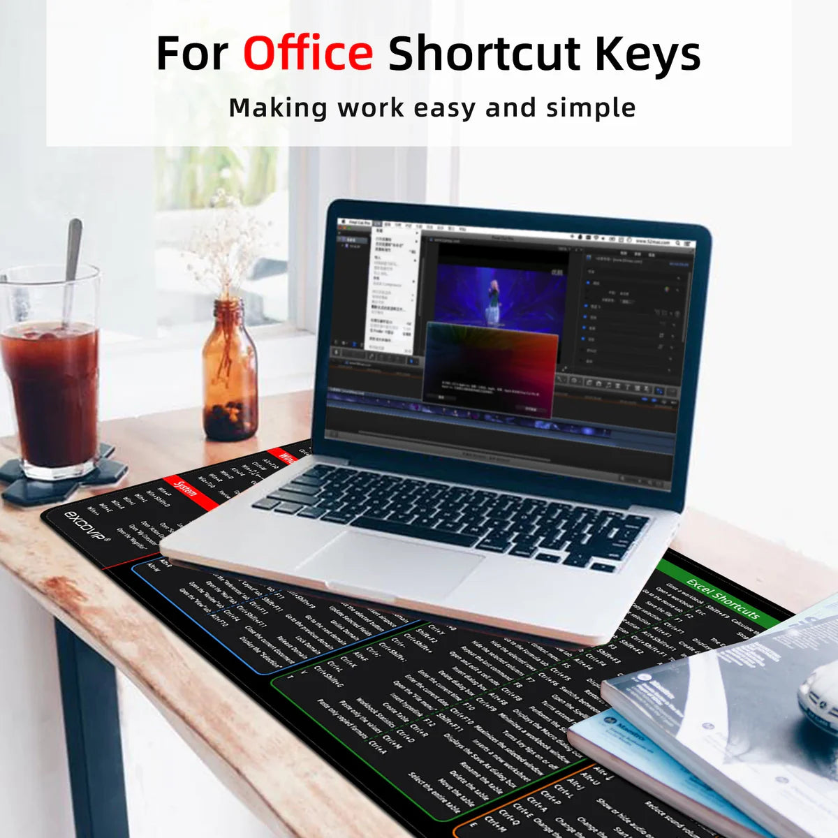 Durable Shortcut Keys Mouse Pad for Desktops