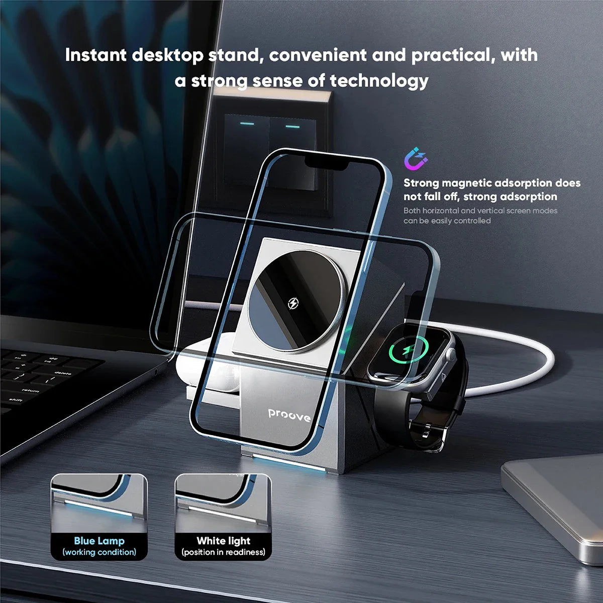 Fast Charging 3 in 1 Magnetic Wireless Charger