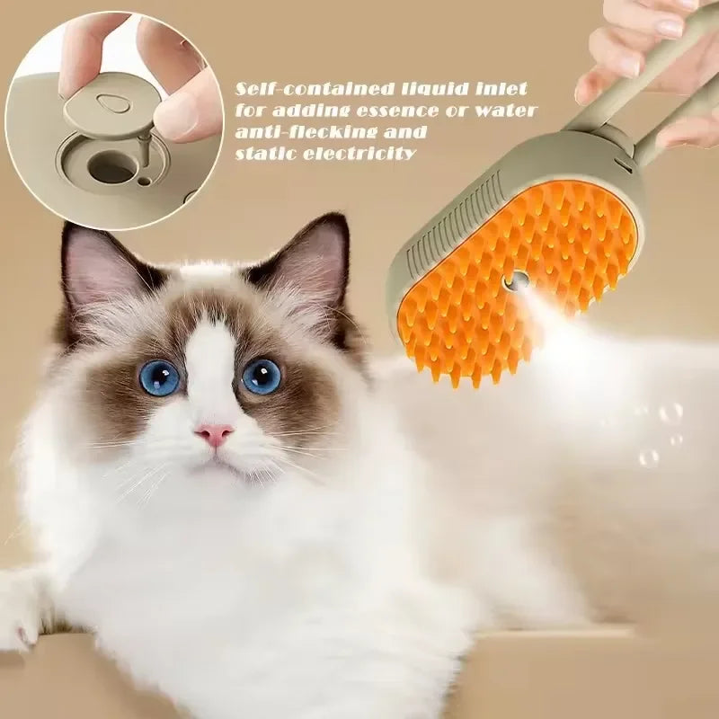 4-in-1 Pet Steam Brush for Grooming Hair Removal